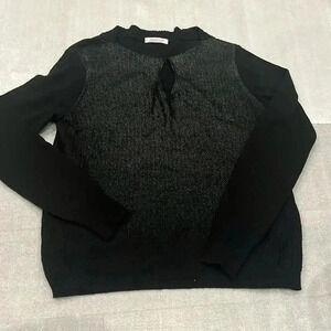[M]Farina Rosa Black Viscose Blend Black  Sweater with Cut out Key Hole